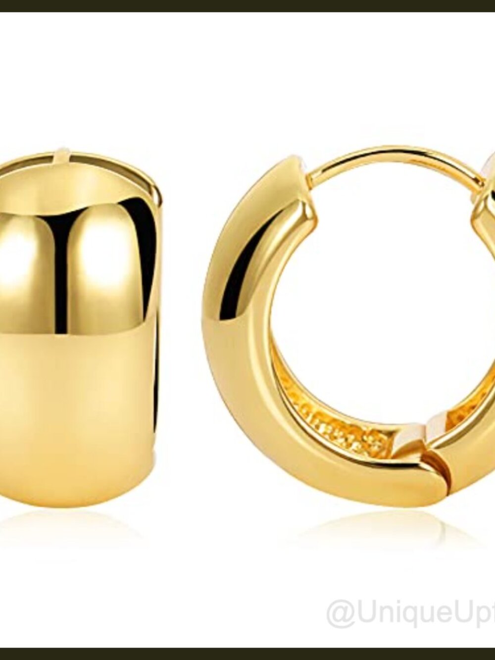 14K Gold Chunky Thick Hoop Earrings Wide Huggie 20mm